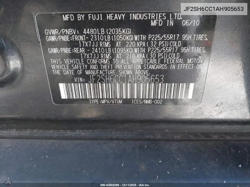 JF2SH6CC1AH905653 2010 Subaru Forester 2.5X Premium