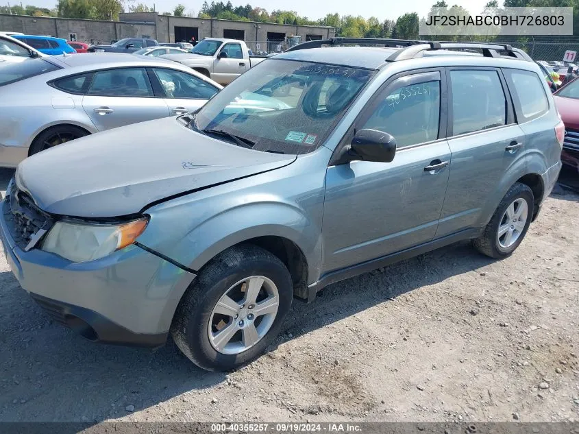 2011 Subaru Forester 2.5X VIN: JF2SHABC0BH726803 Lot: 40355257