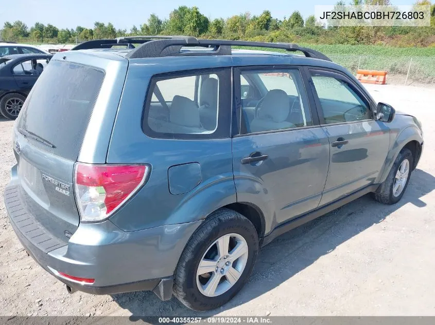 2011 Subaru Forester 2.5X VIN: JF2SHABC0BH726803 Lot: 40355257