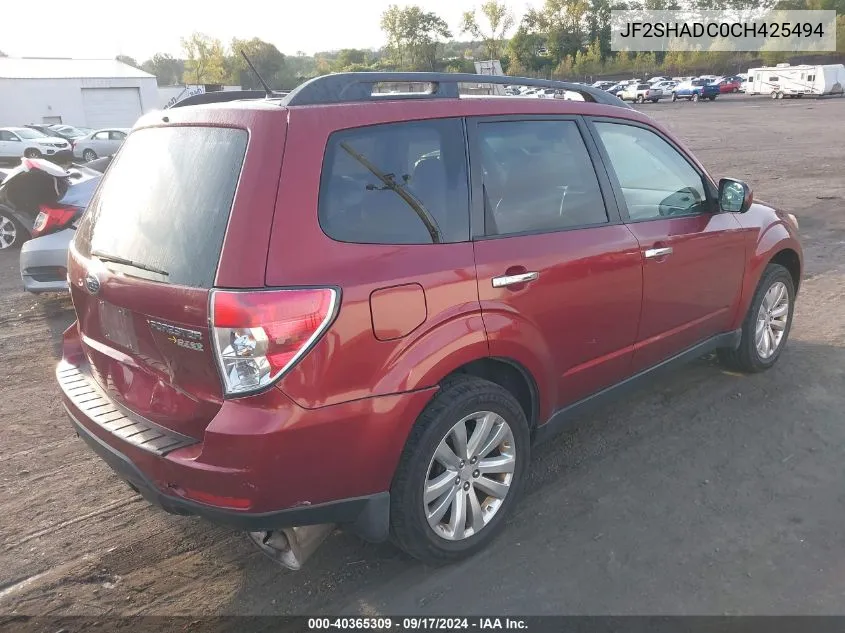 2012 Subaru Forester 2.5X Premium VIN: JF2SHADC0CH425494 Lot: 40365309