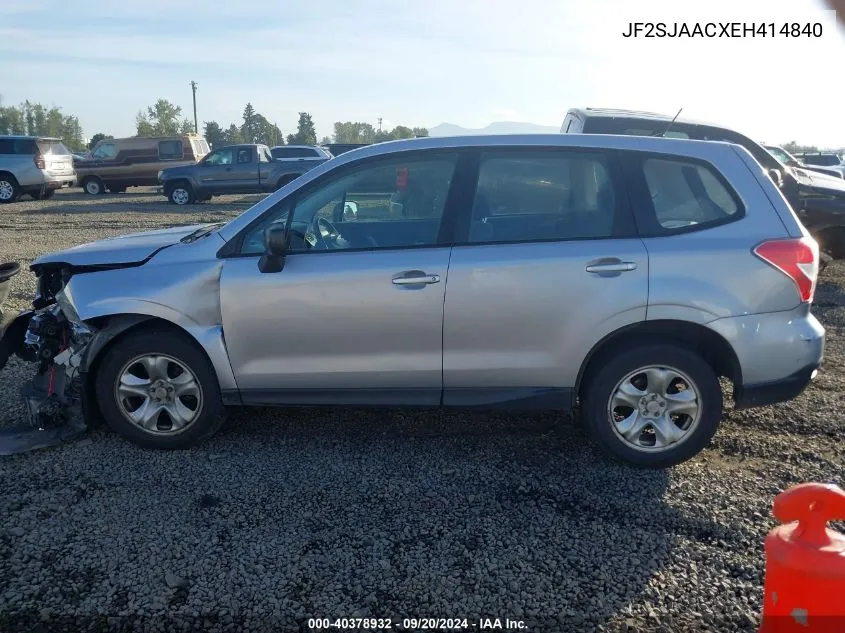 2014 Subaru Forester 2.5I VIN: JF2SJAACXEH414840 Lot: 40378932