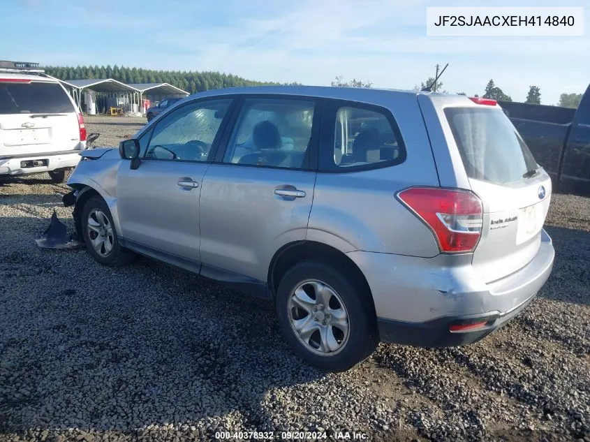 2014 Subaru Forester 2.5I VIN: JF2SJAACXEH414840 Lot: 40378932