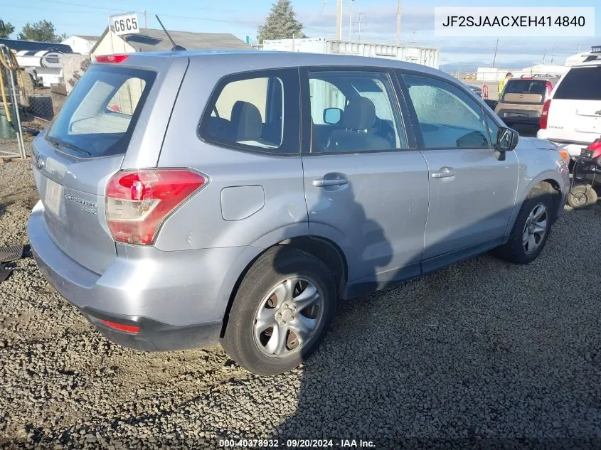 2014 Subaru Forester 2.5I VIN: JF2SJAACXEH414840 Lot: 40378932