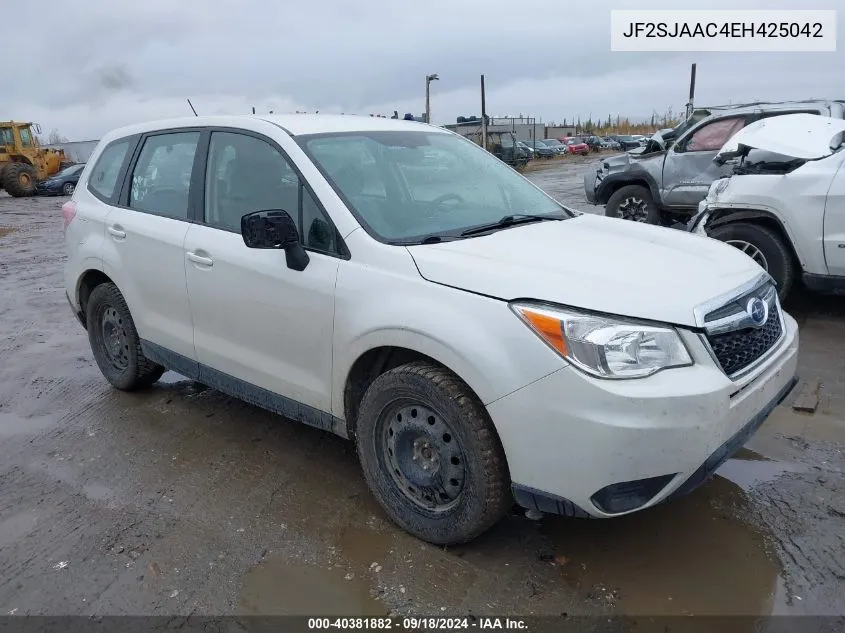 2014 Subaru Forester 2.5I VIN: JF2SJAAC4EH425042 Lot: 40381882