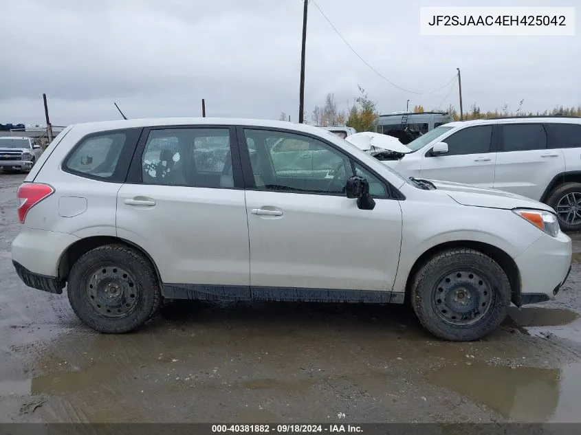 2014 Subaru Forester 2.5I VIN: JF2SJAAC4EH425042 Lot: 40381882