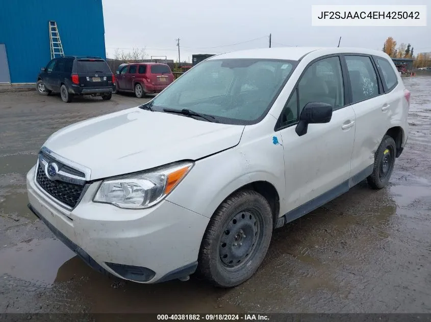 2014 Subaru Forester 2.5I VIN: JF2SJAAC4EH425042 Lot: 40381882