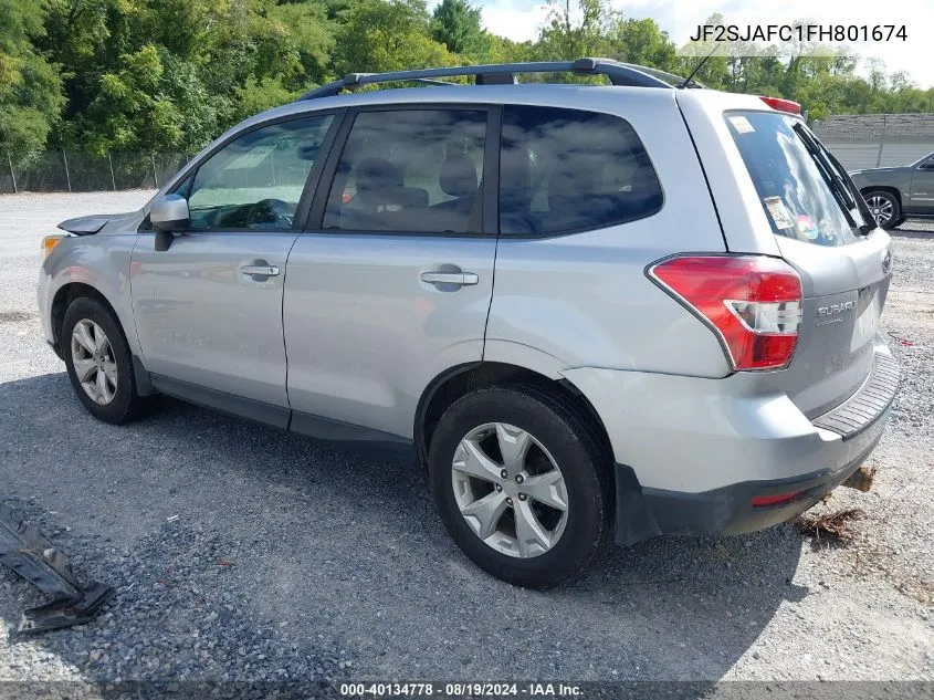 2015 Subaru Forester 2.5I Premium VIN: JF2SJAFC1FH801674 Lot: 40134778