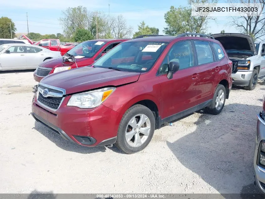 2015 Subaru Forester 2.5I VIN: JF2SJABC1FH433003 Lot: 40343853