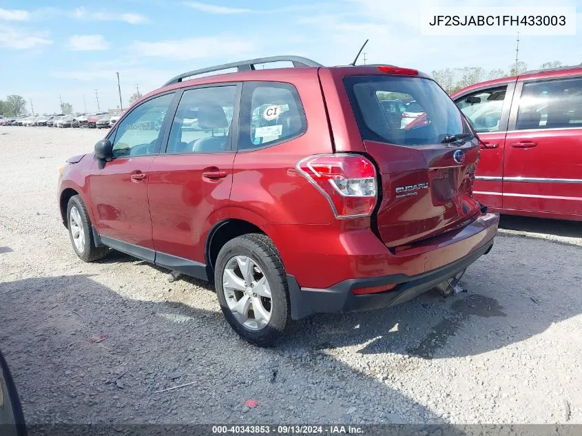 2015 Subaru Forester 2.5I VIN: JF2SJABC1FH433003 Lot: 40343853