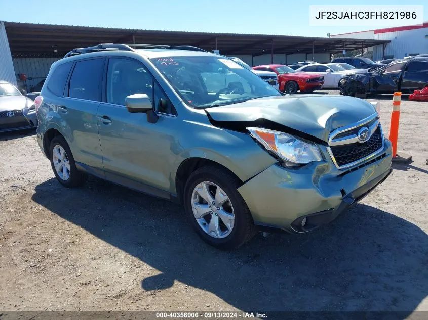 2015 Subaru Forester 2.5I Limited VIN: JF2SJAHC3FH821986 Lot: 40356006