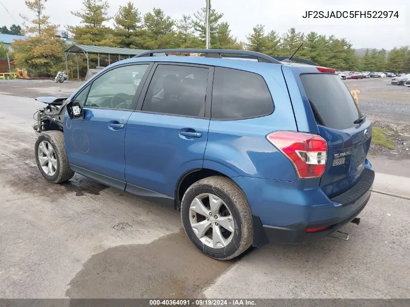 2015 Subaru Forester 2.5I Premium VIN: JF2SJADC5FH522974 Lot: 40364091