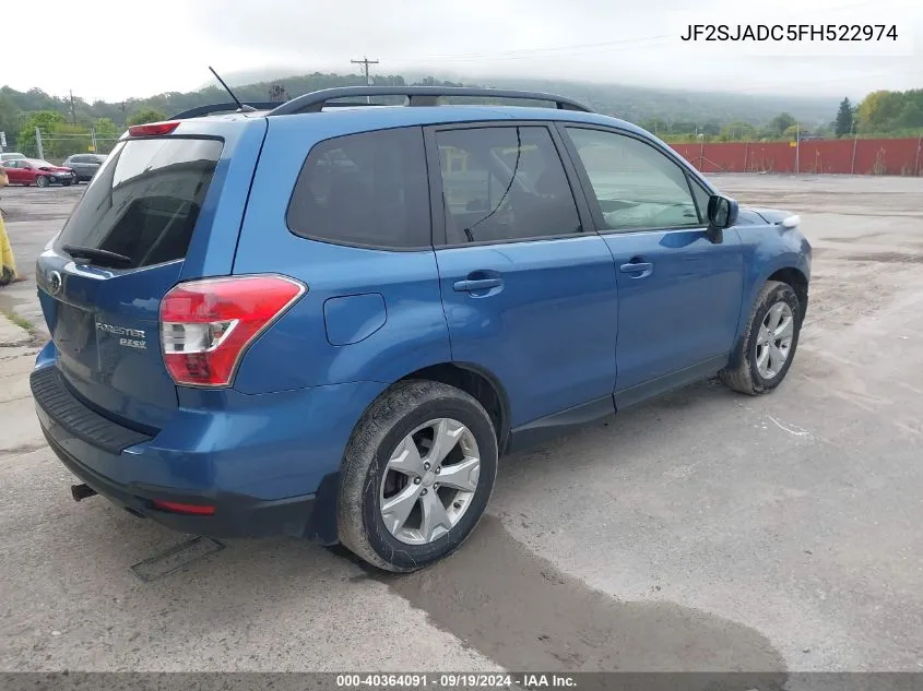 2015 Subaru Forester 2.5I Premium VIN: JF2SJADC5FH522974 Lot: 40364091