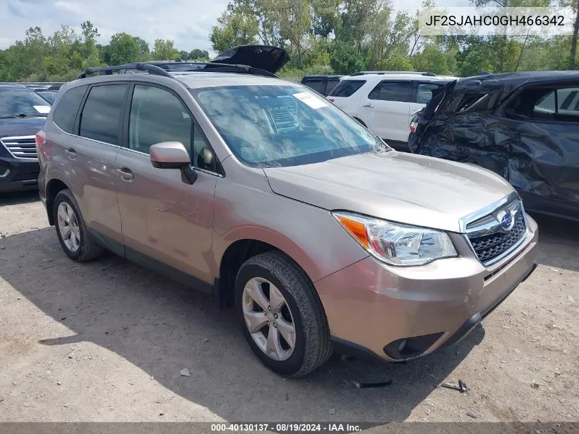 2016 Subaru Forester 2.5I Limited VIN: JF2SJAHC0GH466342 Lot: 40130137