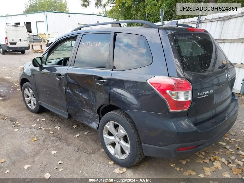 2016 Subaru Forester 2.5I Premium VIN: JF2SJADC0GH524861 Lot: 40172158