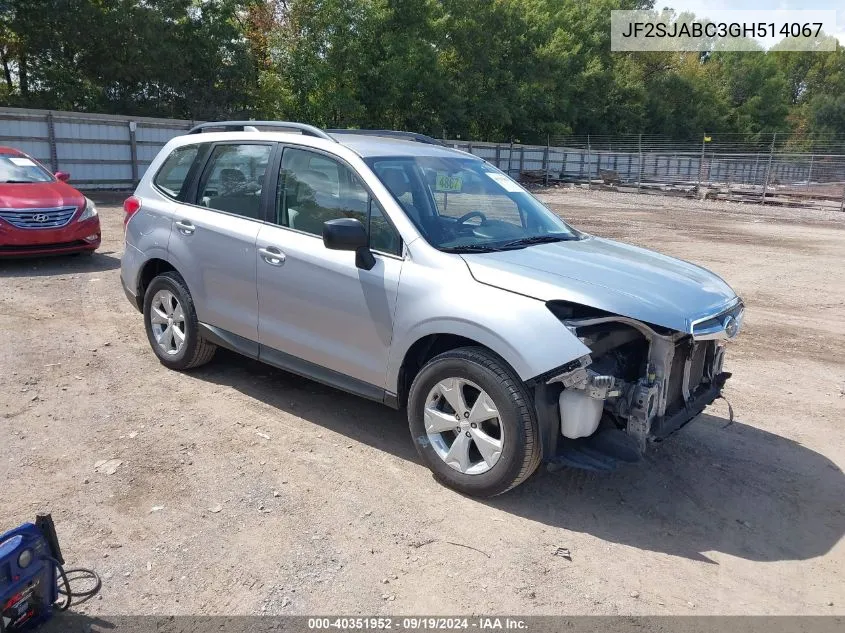 2016 Subaru Forester 2.5I VIN: JF2SJABC3GH514067 Lot: 40351952