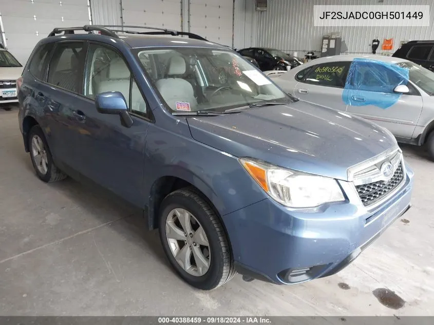 2016 Subaru Forester 2.5I Premium VIN: JF2SJADC0GH501449 Lot: 40388459