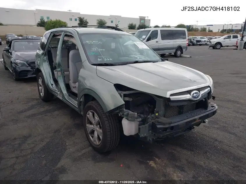 JF2SJADC7GH418102 2016 Subaru Forester 2.5I Premium