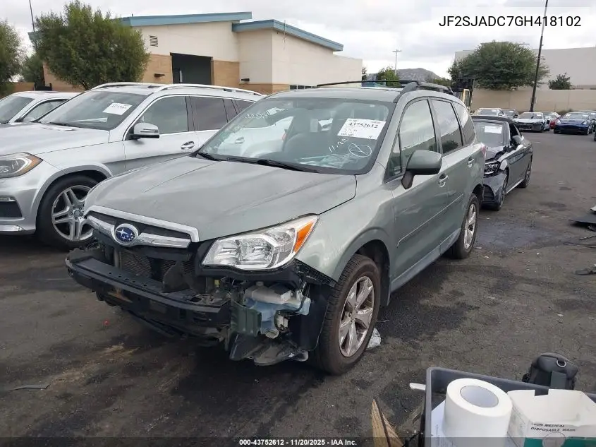 JF2SJADC7GH418102 2016 Subaru Forester 2.5I Premium
