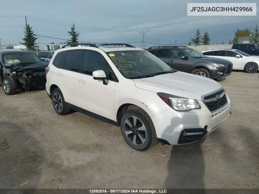 2017 Subaru Forester 2.5I Premium VIN: JF2SJAGC3HH429966 Lot: 12092016