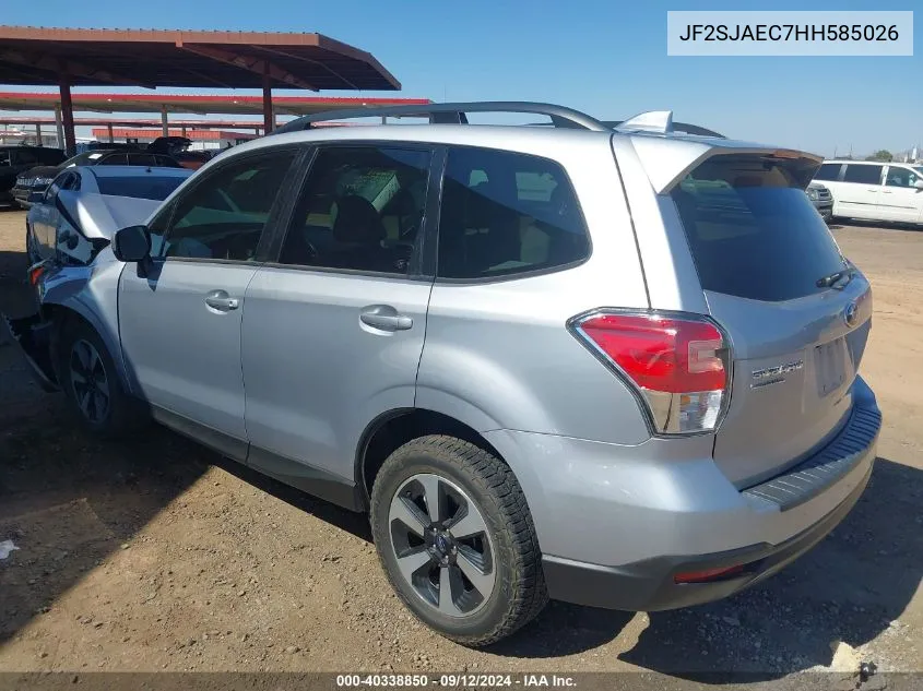 2017 Subaru Forester 2.5I Premium VIN: JF2SJAEC7HH585026 Lot: 40338850