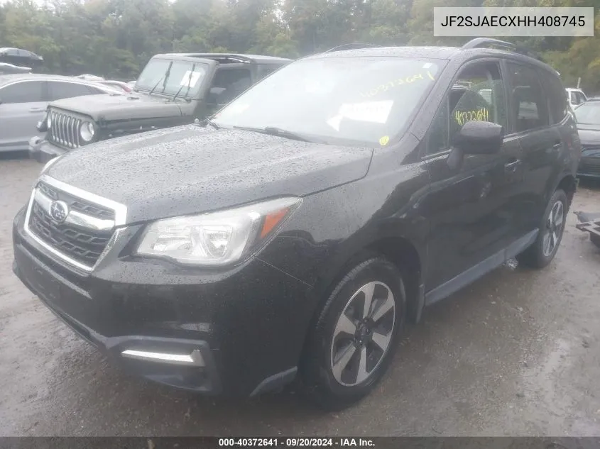 2017 Subaru Forester 2.5I Premium VIN: JF2SJAECXHH408745 Lot: 40372641