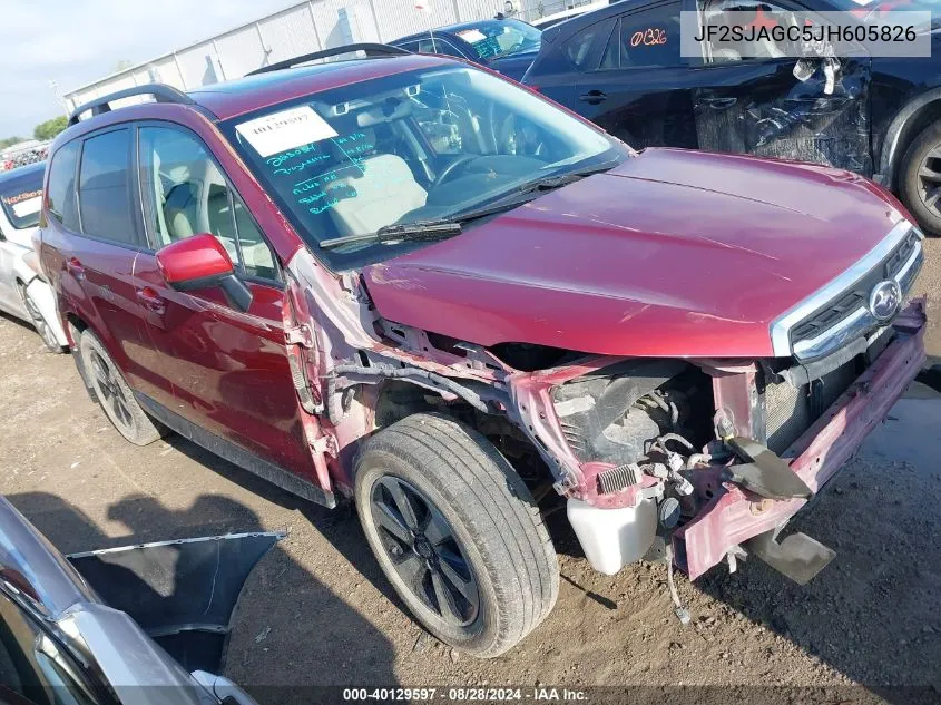 2018 Subaru Forester 2.5I Premium VIN: JF2SJAGC5JH605826 Lot: 40129597