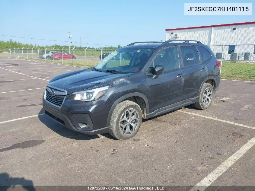 2019 Subaru Forester VIN: JF2SKEGC7KH401115 Lot: 12072209