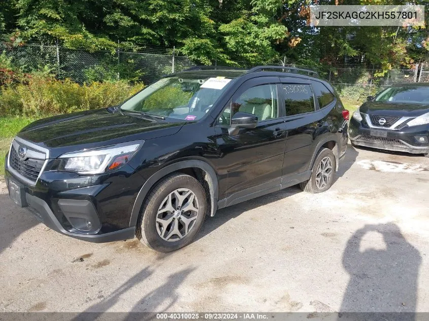 2019 Subaru Forester Premium VIN: JF2SKAGC2KH557801 Lot: 40310025