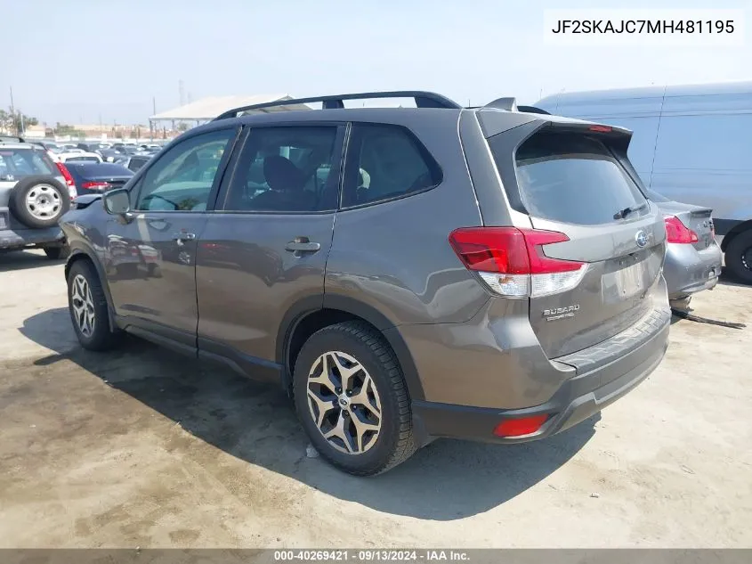 2021 Subaru Forester Premium VIN: JF2SKAJC7MH481195 Lot: 40269421