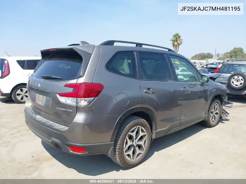 2021 Subaru Forester Premium VIN: JF2SKAJC7MH481195 Lot: 40269421