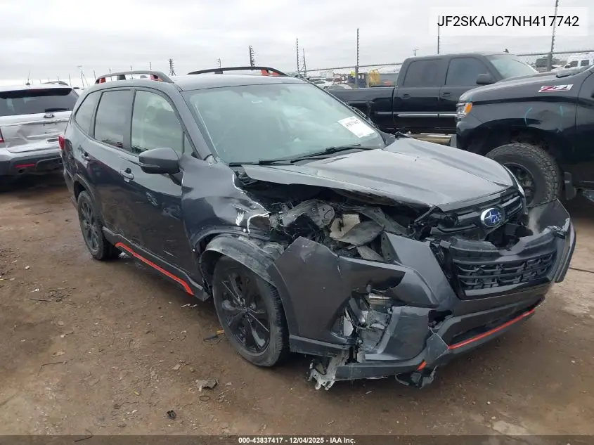 JF2SKAJC7NH417742 2022 Subaru Forester Sport