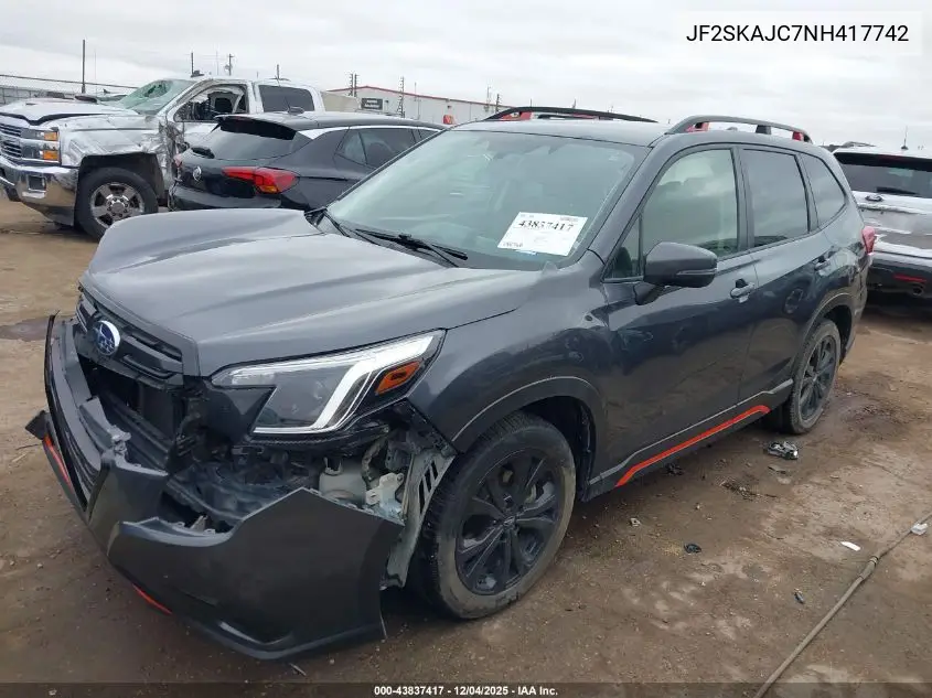 JF2SKAJC7NH417742 2022 Subaru Forester Sport