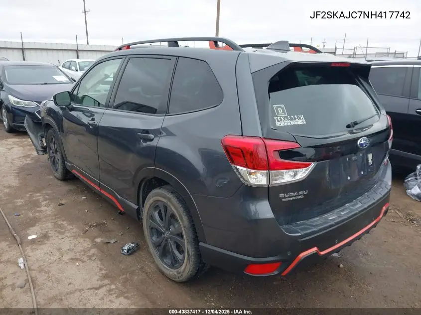 JF2SKAJC7NH417742 2022 Subaru Forester Sport