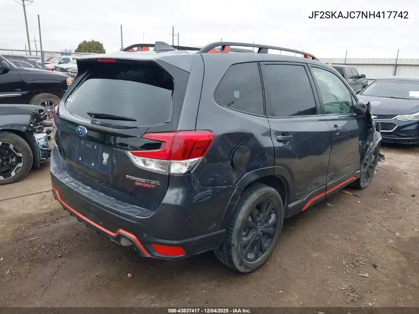JF2SKAJC7NH417742 2022 Subaru Forester Sport