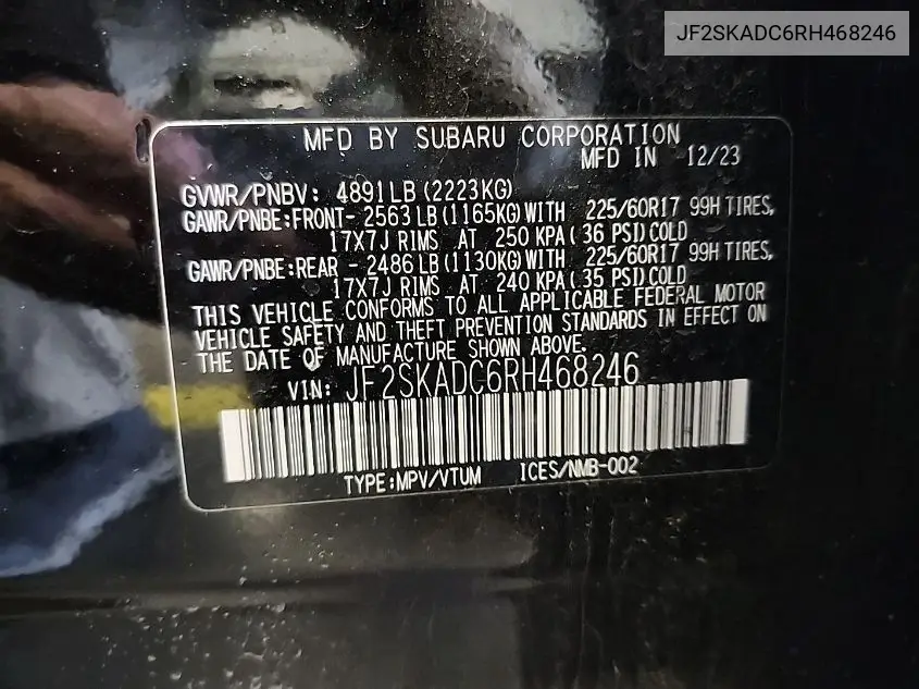 JF2SKADC6RH468246 2024 Subaru Forester Premium