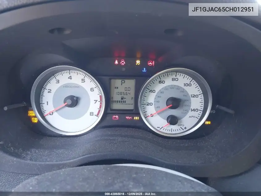 JF1GJAC65CH012951 2012 Subaru Impreza 2.0I Premium