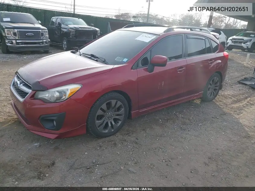 JF1GPAR64CH202651 2012 Subaru Impreza 2.0I Sport Limited