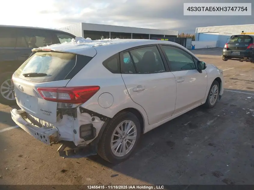 4S3GTAE6XH3747754 2017 Subaru Impreza Touring