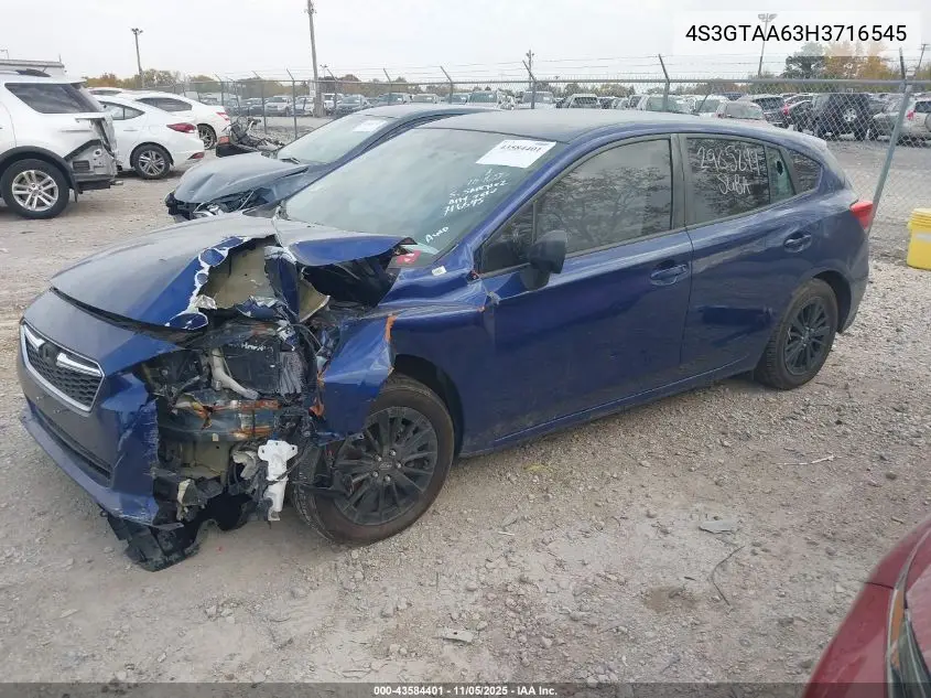 4S3GTAA63H3716545 2017 Subaru Impreza 2.0I