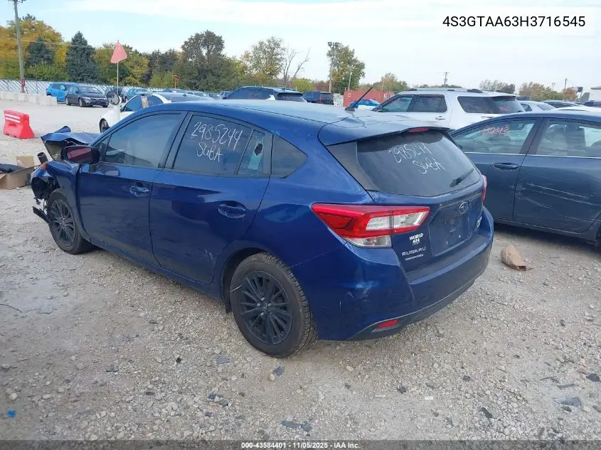 4S3GTAA63H3716545 2017 Subaru Impreza 2.0I