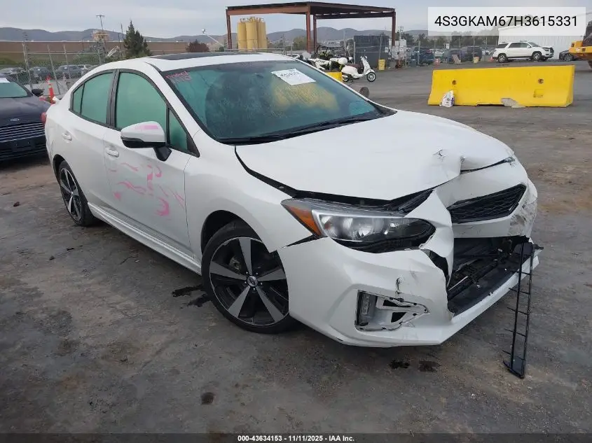 4S3GKAM67H3615331 2017 Subaru Impreza 2.0I Sport