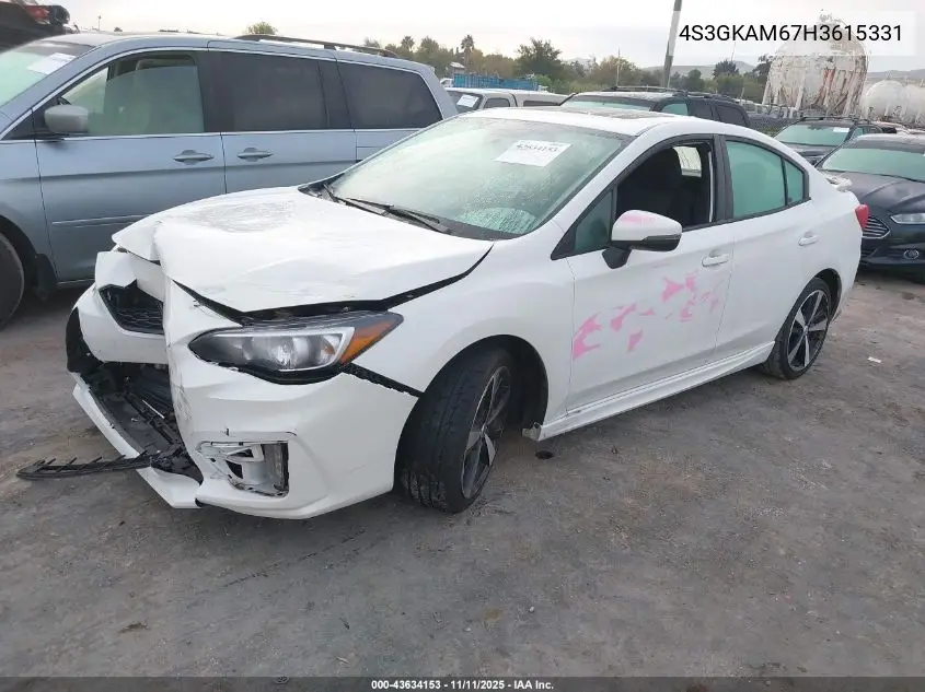 4S3GKAM67H3615331 2017 Subaru Impreza 2.0I Sport