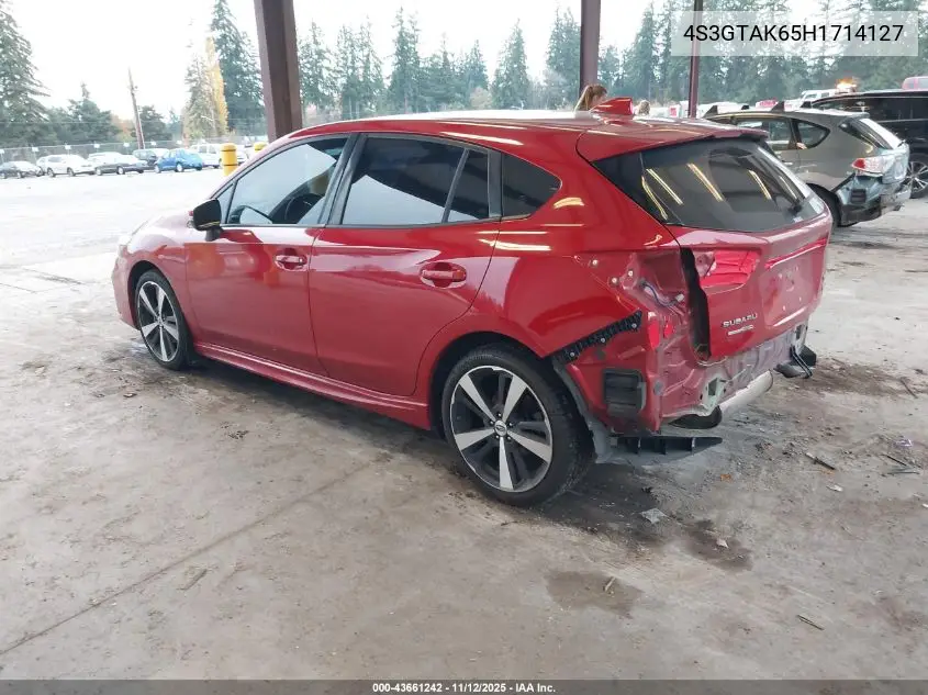 4S3GTAK65H1714127 2017 Subaru Impreza 2.0I Sport