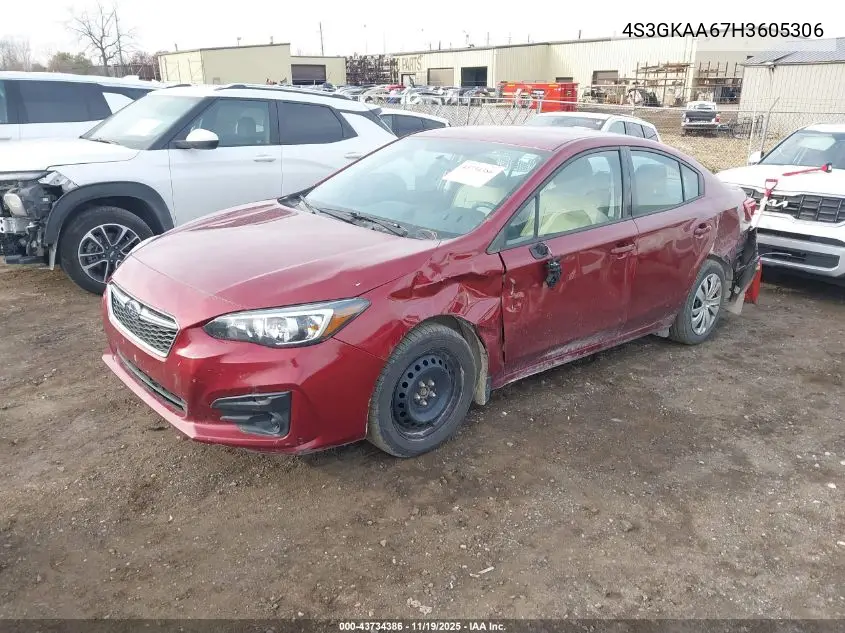 4S3GKAA67H3605306 2017 Subaru Impreza 2.0I