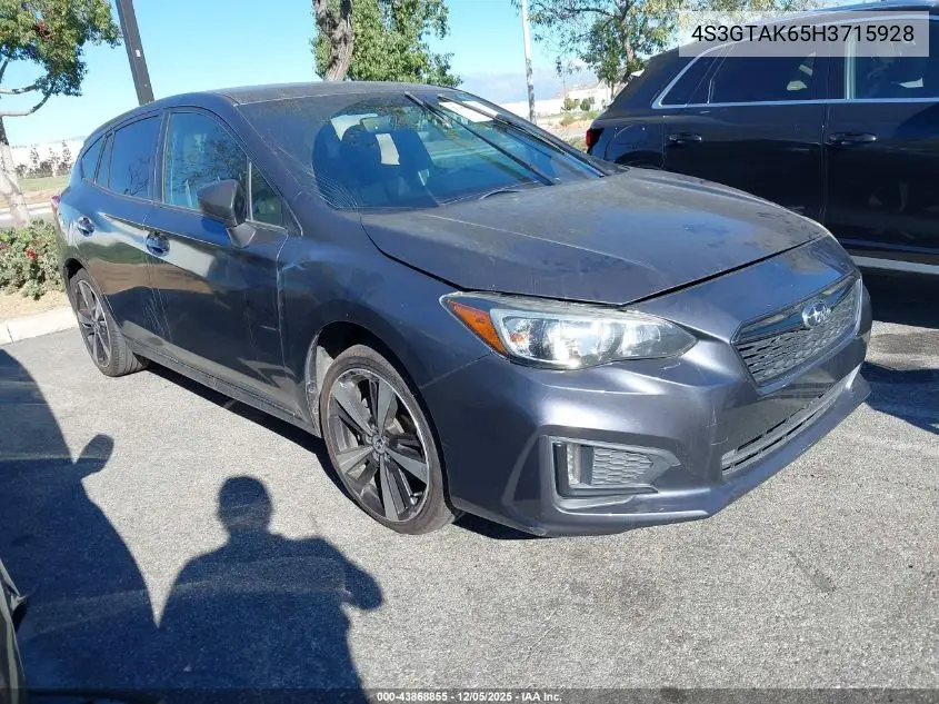 4S3GTAK65H3715928 2017 Subaru Impreza 2.0I Sport