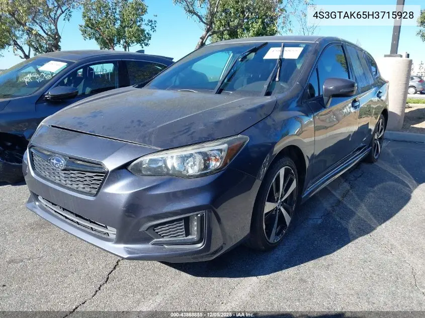 4S3GTAK65H3715928 2017 Subaru Impreza 2.0I Sport