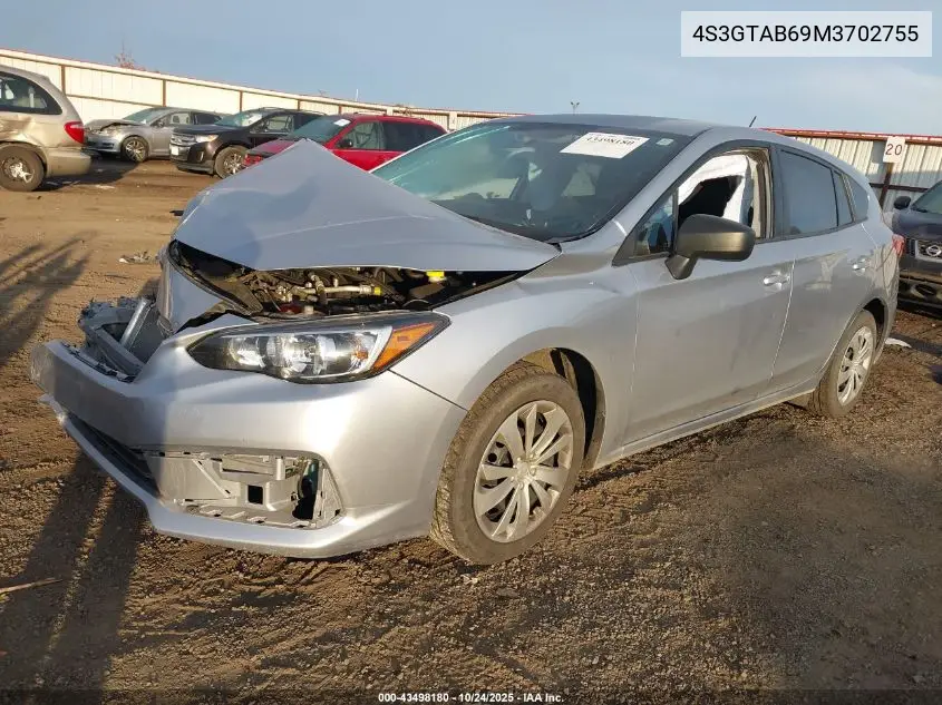 4S3GTAB69M3702755 2021 Subaru Impreza 5-Door