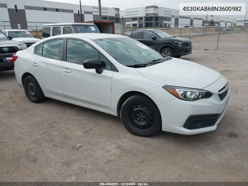4S3GKAB68N3600982 2022 Subaru Impreza Base