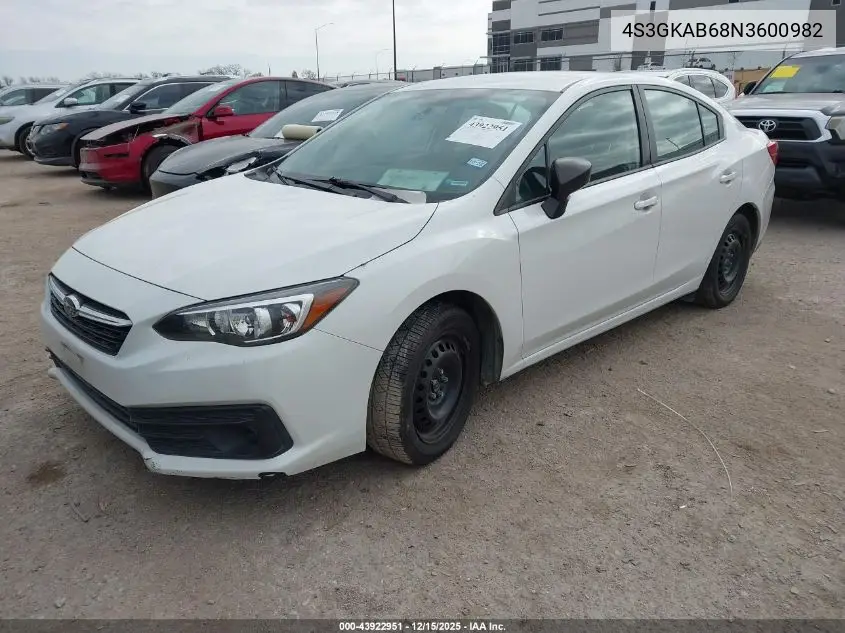 4S3GKAB68N3600982 2022 Subaru Impreza Base
