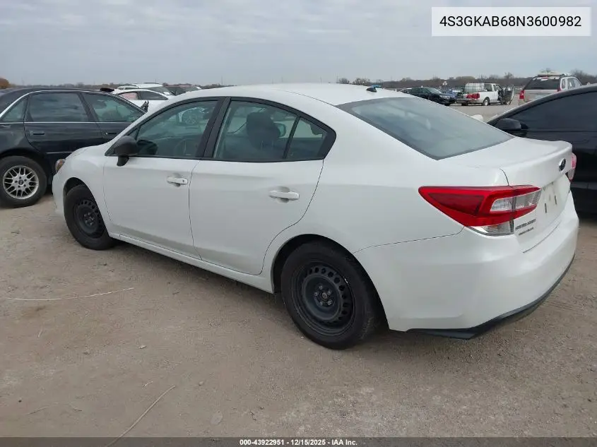 4S3GKAB68N3600982 2022 Subaru Impreza Base